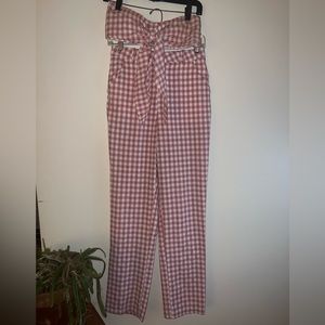 Hello Molly Pink Plaid Bandeau and Pants Set